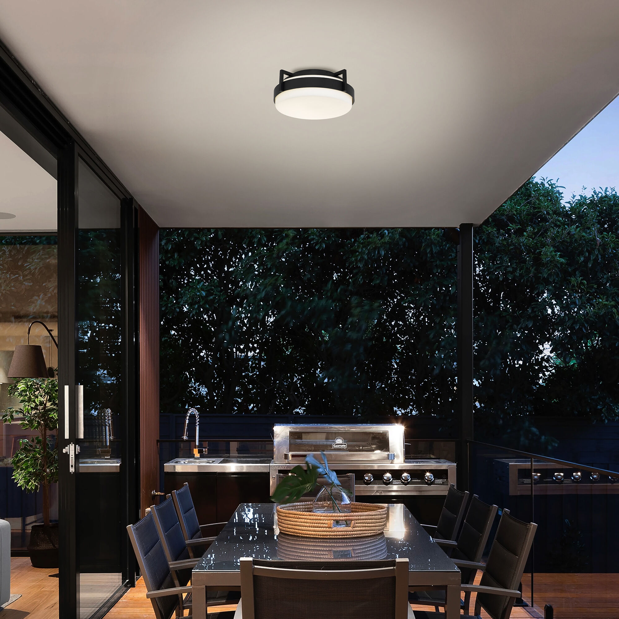 Ted LED 12 inch Sand Black Outdoor Flush Mount